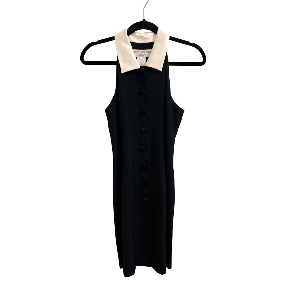 Y2K Vintage Dress Halter Sheath Jones New York Women S Black Contrast Collar